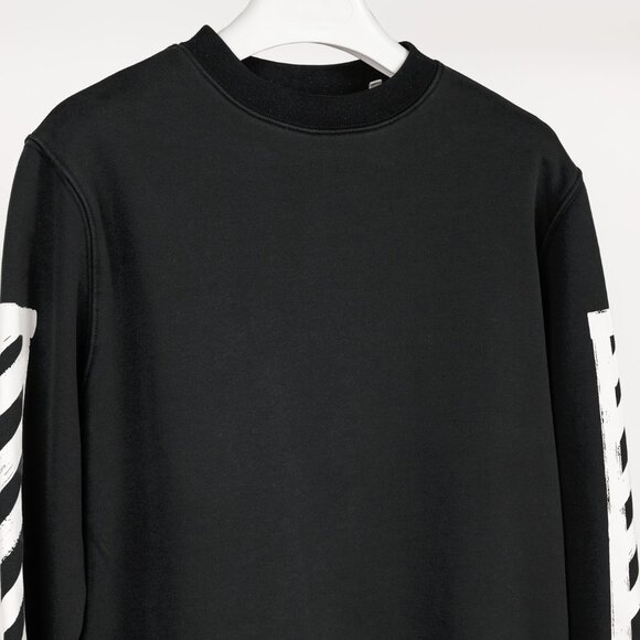 Off-White Black & White Brushed Diagonals Crewneck Sweatshirt - Picture 4 of 10